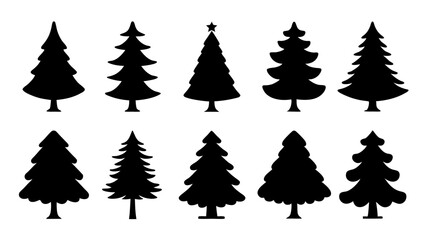 Obraz premium set of chritmas tree silhouette vector on white background