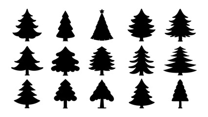 Fototapeta premium set of chritmas tree silhouette vector on white background