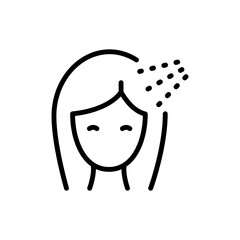 Woman getting her hair styled with hair spray, beauty treatment vector illustration, salon service, hair care, and personal grooming. Outline vector icon for web design isolated on white background.