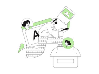 Flat vector illustration of business people operating work scene
