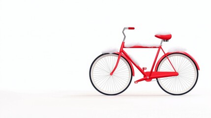 Fototapeta premium Vintage Red Bicycle with White Wheels Against a Minimalist White Background