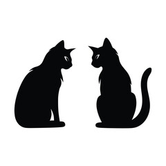 Vector silhouette of cats on white background