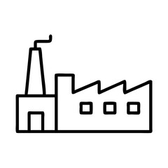 Factory Building with Chimneys and Doors Icon Design