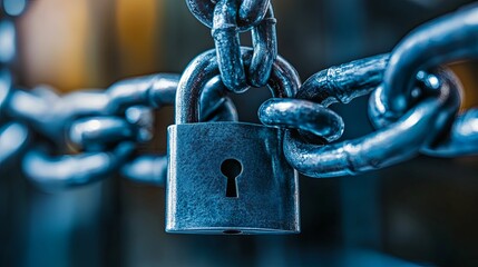 Secure chain lock, a symbol of confinement.