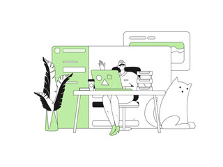 Flat vector illustration of business people operating work scene
