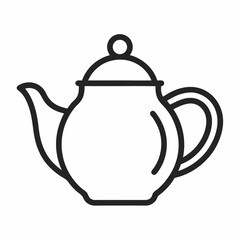 Tea pot outline icon on white background