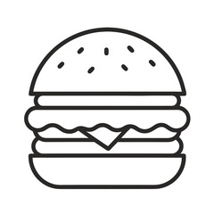 Burger outline icon on white background