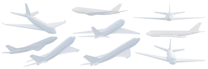 paper airplane set 3D rendering