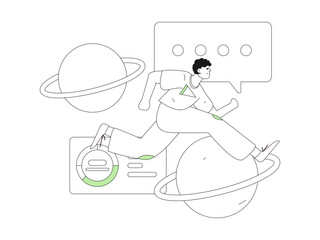 Flat vector illustration of business people operating work scene
