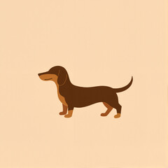 Cartoon dachshund standing against a neutral background  