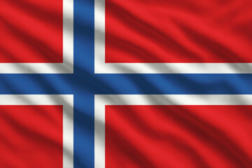 Fototapeta premium Waving flag of Norway, Norwegian flag blowing in the wind, full frame smooth fold