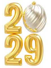 Number 2029 Gold Happy New Year Number
