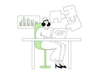 Flat vector illustration of business people operating work scene
