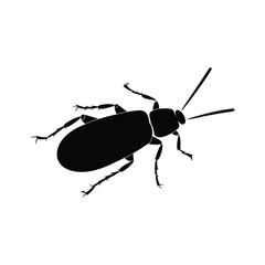 Cockroach vector icon in flat style black color silhouette