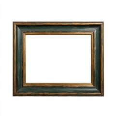 Ornate green and gold frame isolated on white background