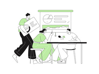 Fototapeta premium Flat vector illustration of business people operating work scene 
