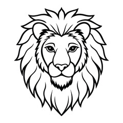 Lion Face Outline Illustration Showcasing Majestic and Bold Details