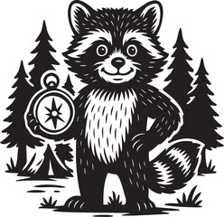 funny camping raccoon