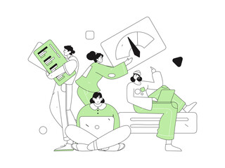 Flat vector illustration of business people operating work scene
