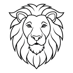 Lion Face Outline Illustration Showcasing Majestic and Bold Details