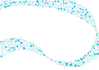 ハート柄の背景 水色系の3色 フチと単色 ハート