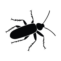 Cockroach vector icon black silhouette of simple minimal vector