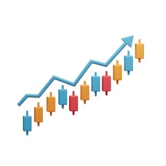 Fototapeta premium 3D Cartoon Crypto Candlestick Growth