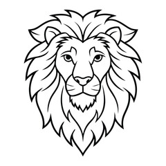 Lion Face Outline Illustration Showcasing Majestic and Bold Details