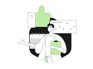 Flat vector illustration of business people operating work scene
