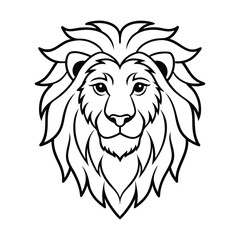 Lion Face Outline Illustration Showcasing Majestic and Bold Details