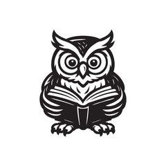 Fototapeta premium owl reading book on white background