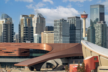 Futuristic modern building in Calgary downtown