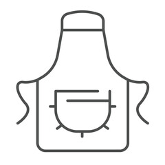 Apron with pocket thin line icon, culinary cooking concept. Vector graphics. Kitchen apron cloth sign on white background, linear style icon for mobile or web design.