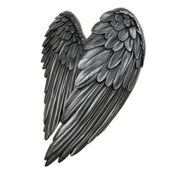 Obraz premium Artistic black wings with detailed feathers resembling angel or bird wings, symbolizing freedom, flight, spirituality, and elegance in a decorative style