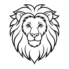 Lion Face Outline Illustration Showcasing Majestic and Bold Details