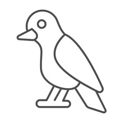 Pigeon bird thin line icon, eco tourism concept. Vector graphics. Dove bird, flying animal sign on white background, linear style icon for mobile or web design.