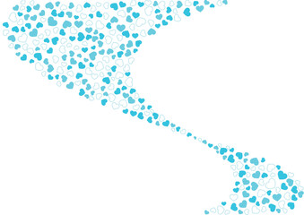 ハート柄の背景 水色系の3色 フチと単色 ハート