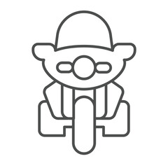 Motorcycle thin line icon, law enforcement concept. Vector graphics. Police motorbike transport sign on white background, linear style icon for mobile or web design.