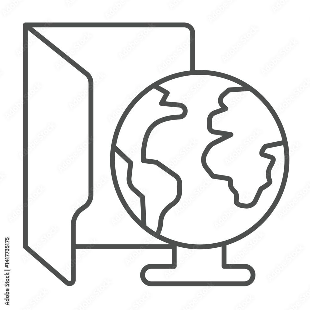 Poster network folder with connection thin line icon, windows pack concept. vector graphics. folder and pla