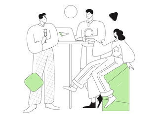 Flat vector illustration of business people operating work scene
