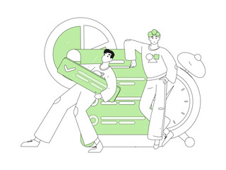 Flat vector illustration of business people operating work scene
