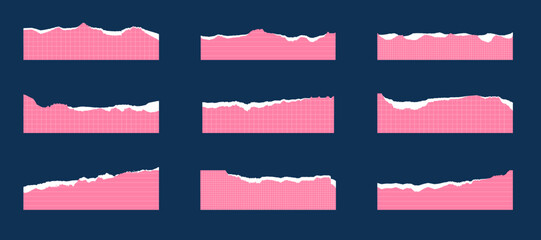 Torn ripped paper edge border frame vector set collection. Pink paper borders, corners, and frames. Torn paper ripped edge shape for banners, certificates, invitations, and covers design