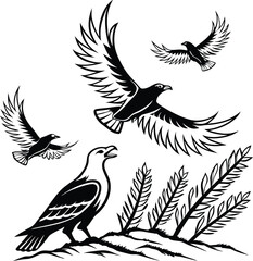 Obraz premium set of birds, flock of birds, sunset, sunrise, bird call, animal kingdom