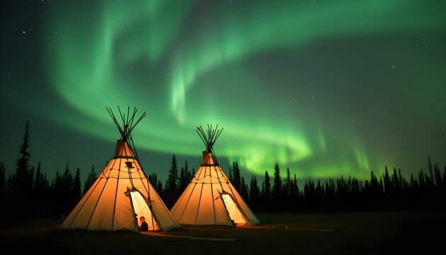 Whispers of the Arctic Sky: Teepees and Aurora Magic