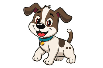 This happy puppy illustration shows a cheerful dog standing excitedly, ready to play. Great for educational tools, playful branding, or children's content.