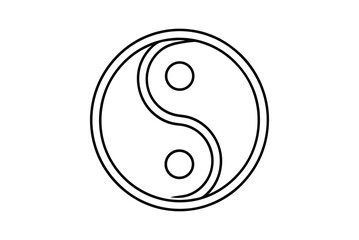 Simple Yin Yang Symbol Outlined Design Isolated On A White Background