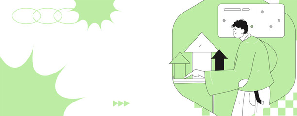 Flat vector illustration of business people operating work scene
