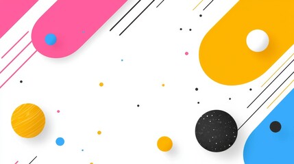 Colorful Flat Design Representation of the Solar System with Planets and Orbits on a White Background