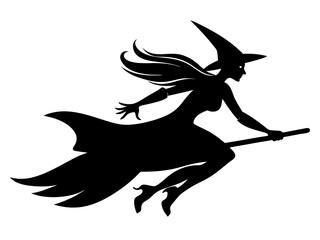 Flying Witch Silhouette Vector | Halloween Witch SVG for Cricut