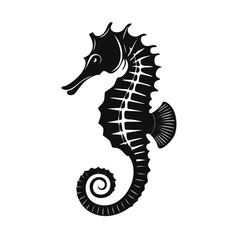 vector illustration of seahorse black and white silhouette design